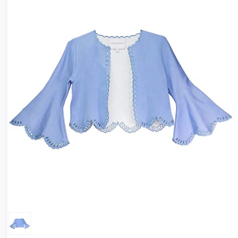 Carolina Herrera Blue Scalloped Cardigan